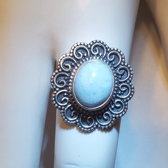 STERLING  SILVER  LARIMAR  RING - Picture 6 of 8